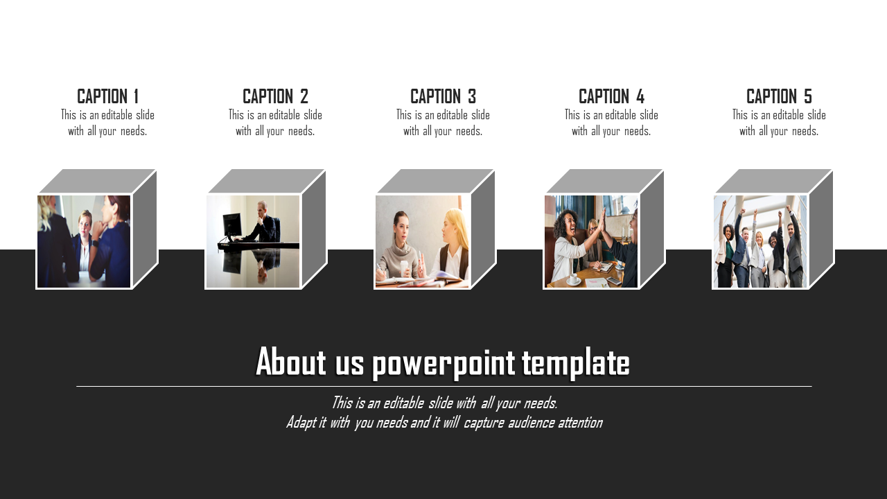 Free - Elegant About Us PowerPoint Template In Grey Color